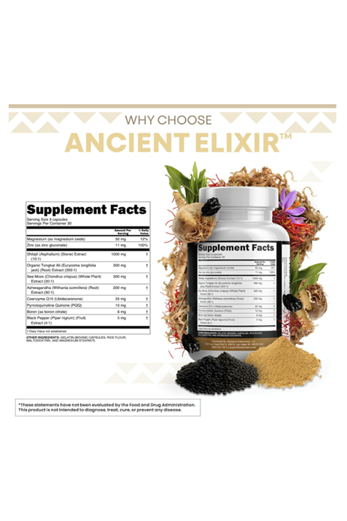 Clean Nutraceuticals Shilajit for Men with Sea Moss, Tongkat Alı,, Boron, Zinc, CoQ10, PQQ - Fulvic Acid 90 Capsules.Abd Menşei