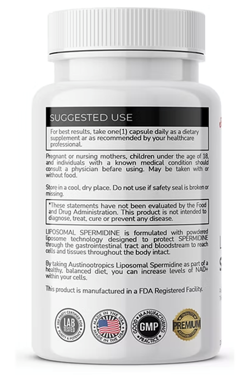 Austinootropics  Liposomal Spermidine  1 Capsul  150mg  90 Veg Capsul.Abd Menşei.85.