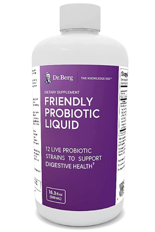 Dr. Berg's Friendly Probiotic Liquid Supplement Drink Mix w/ 12 Live Probiotics Strains.500ML 32 Servis