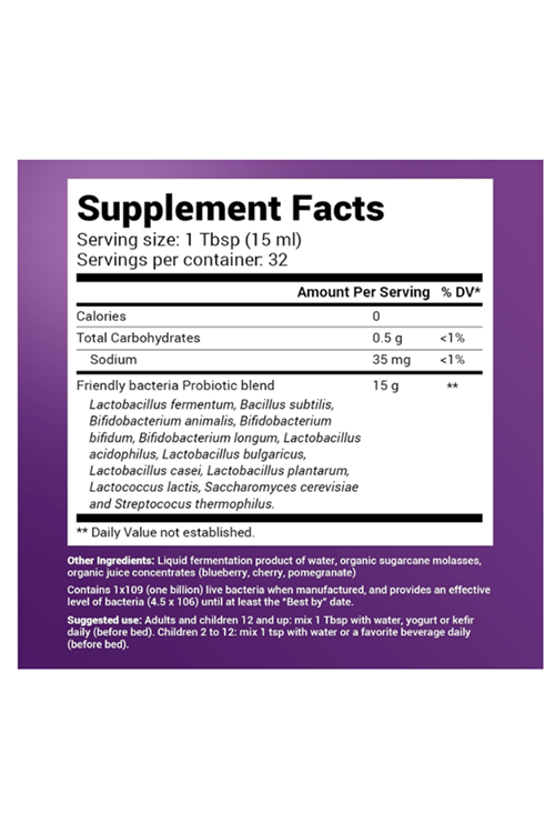 Dr. Berg's Friendly Probiotic Liquid Supplement Drink Mix w/ 12 Live Probiotics Strains.500ML 32 Servis