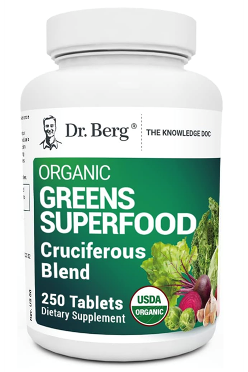 Dr. Berg  (Özelsporcugıdaların'dan !!)  Greens Superfood Cruciferous -11 Phytonutrient- Energy, Immune System Liver Veggie - 250 Tablet.Abd Menşei.69.