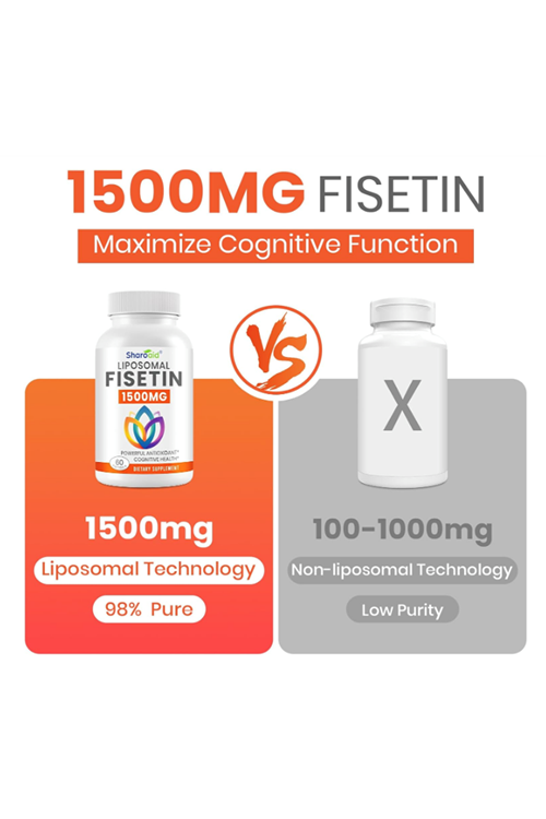 Sharoaid Liposomal Fisetin Delivery,98% Pure Fisetin,Polyphenol Antioxidant for Healthy Aging,Non-GMO - 1500mg  60 Softgels.Abd Menşei.57
