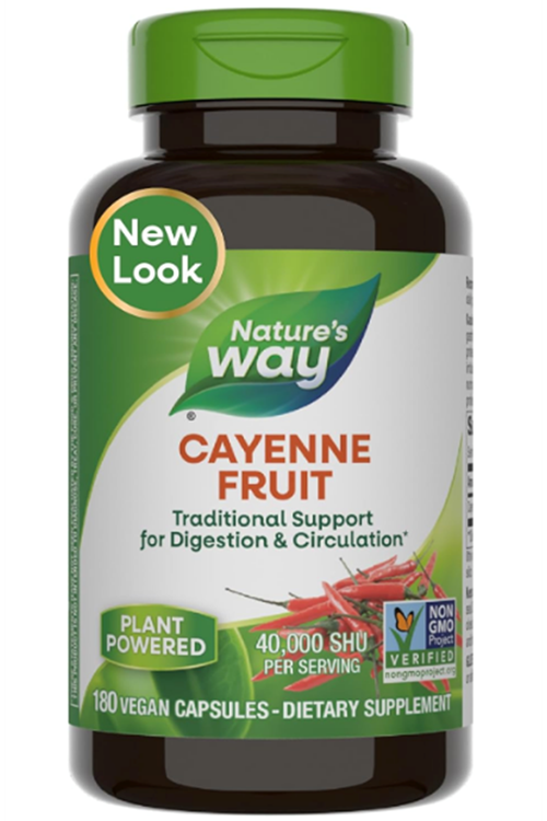 Nature's Way Cayenne Pepper, Traditional Digestion and Circulation, Naturally-occurring Capsaicin, Project Verified, Gluten Free, 180 Vegetarian Capsul.Abd Menşei