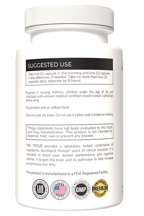 Austinootropics Tru Focus Limitless 90 Veg Capsul.Made In Usa.