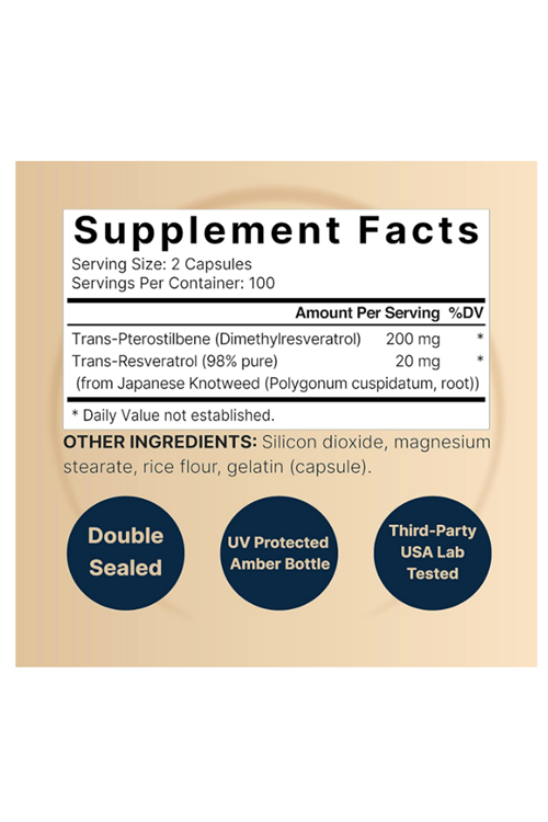 NATUREBELL Pterostilbene with 98% Trans-Resveratrol, 200mg Per Serving, 200 Capsules.Abd Menşei.52
