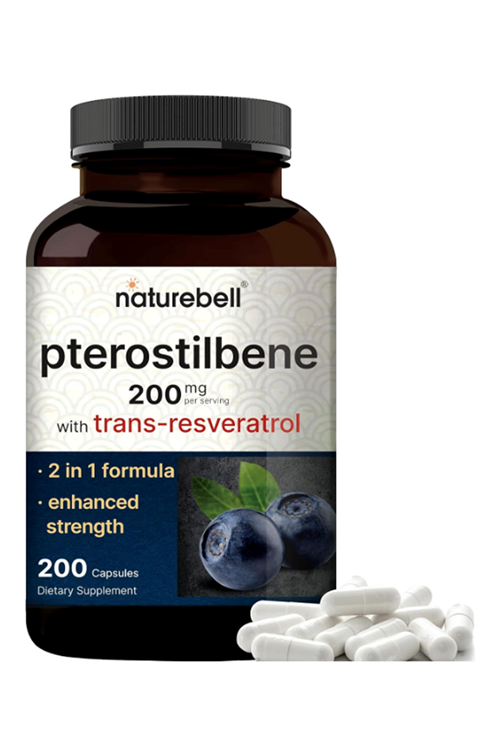 NATUREBELL Pterostilbene with 98% Trans-Resveratrol, 200mg Per Serving, 200 Capsules.Abd Menşei.52