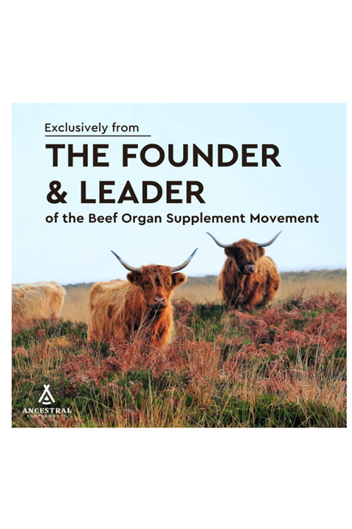 Ancestral Supplements Grass Fed Beef Heart  3300mg, CoQ10 and Mitochondrial Health, Non-GMO, 180 Capsules