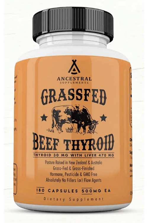 Ancestral Supplements Grass Fed Beef Thyroıd 500mg,  180 Capsul.