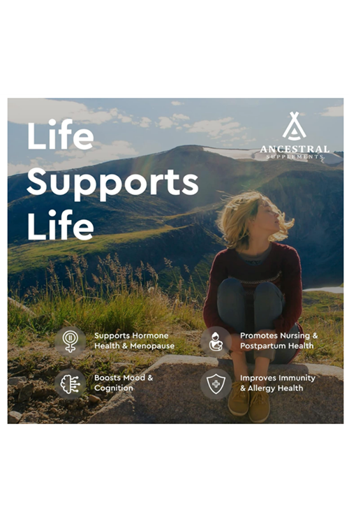 Ancestral Supplements Grass Fed Placenta, Contains Postpartum Promotes, Stem Cells Support Skin Elasticity, 180 Capsules