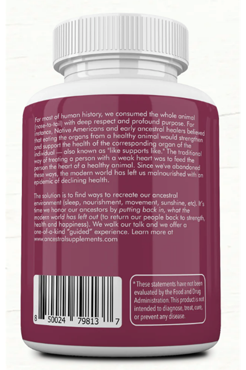Ancestral Supplements Grass Fed Placenta, Contains Postpartum Promotes, Stem Cells Support Skin Elasticity, 180 Capsules
