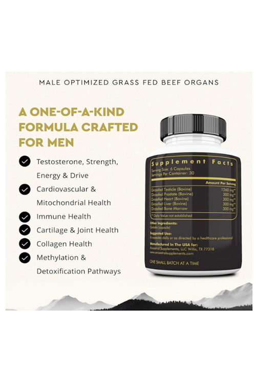 Ancestral Supplements Male Optimization Mofo, Support for Energy Levels and Overall Men's Health and Wellness, Non-GMO, No Fillers, 180 Capsules