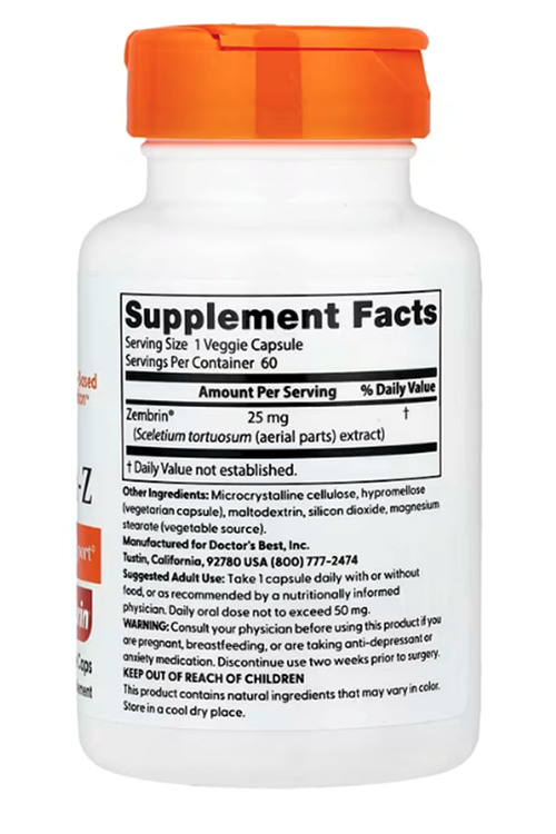 Doctor's Best, Calm-Z with Zembrin, 25 mg 60 Veggie Capsul. ORJ Usa Version.50.