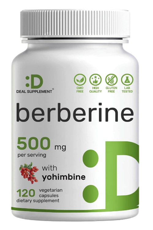 DEAL SUPPLEMENT  Berberine, 500mg Per Serving, 120 Veggie Capsules .Abd Menşei.