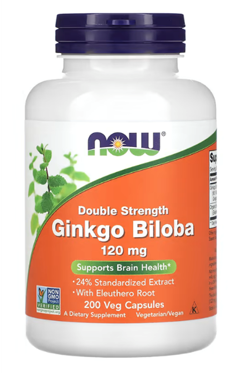 NOW Foods, Ginkgo Biloba, Double Strength, 120 mg, 200 Veg Capsules