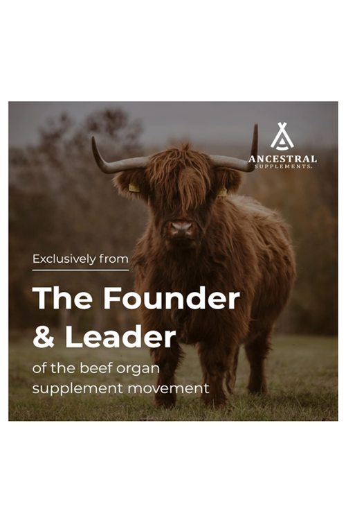 Ancestral Supplements Grass Fed Beef Tracheal Cartilage with Liver, 3000mg, 180 Capsules