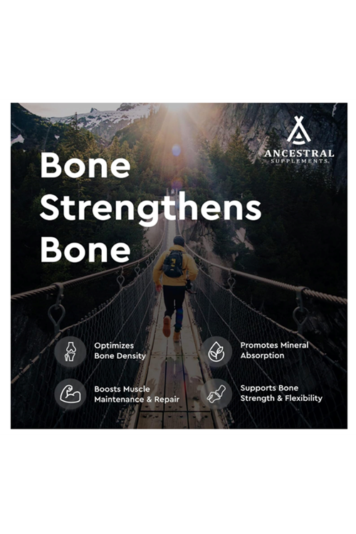 Ancestral Supplements Grass Fed Beef Living Bone, Bone Meal  Bone Health,Joint Health and Flexibility, 180 Capsules