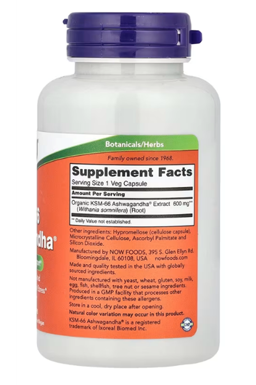 NOW Foods, KSM-66, 600 mg, 90 Veg Capsules.Abd Menşei