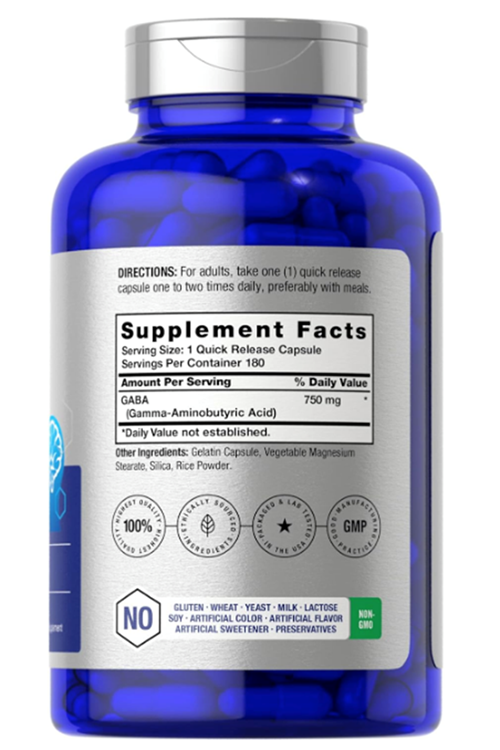 Horbaach GABA Supplement 750 mg  180 Capsules.Abd Menşei