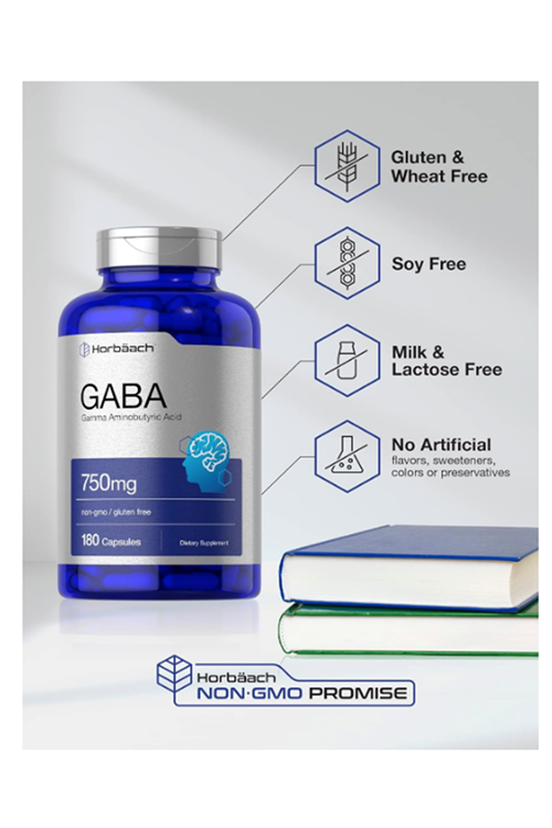 Horbaach GABA Supplement 750 mg  180 Capsules.Abd Menşei