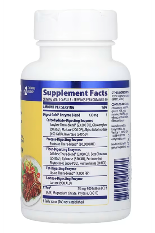Enzymedica, Digest Gold® with ATPro®, Maximum Strength, 90 Capsules.Abd.