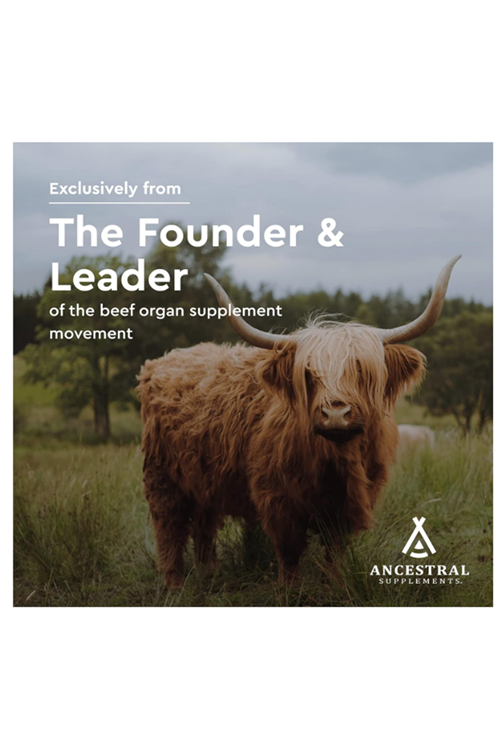 Ancestral Supplements Grass Fed Beef Gallbladder with Ox Bile and Liver, 1000mg, Complex Promotes Digestive 180 Capsul.Abd.76