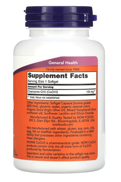 NOW Foods, CoQ10, 100 mg, 150 Softgels.Abd Menşei