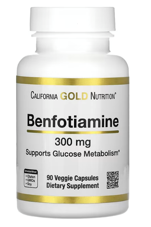 California Gold Nutrition, Benfotiamine, 300 mg, 90 Veggie Capsules.Abd Menşei.ÖSG