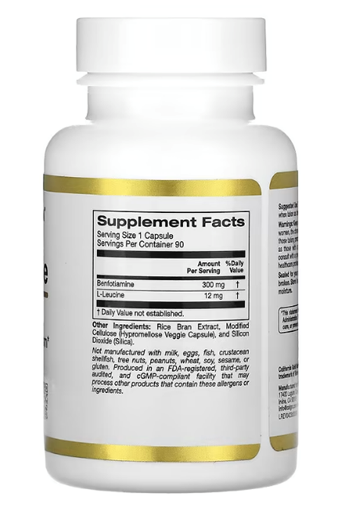 California Gold Nutrition, Benfotiamine, 300 mg, 90 Veggie Capsules.Abd Menşei.ÖSG.51.