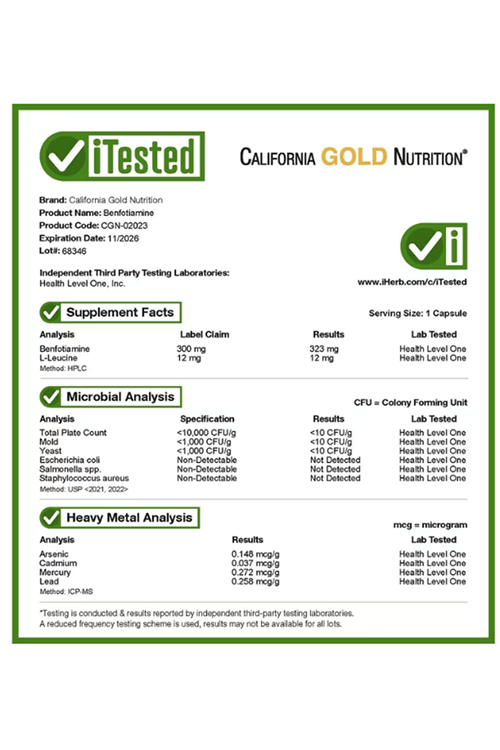 California Gold Nutrition, Benfotiamine, 300 mg, 90 Veggie Capsules.Abd Menşei.ÖSG