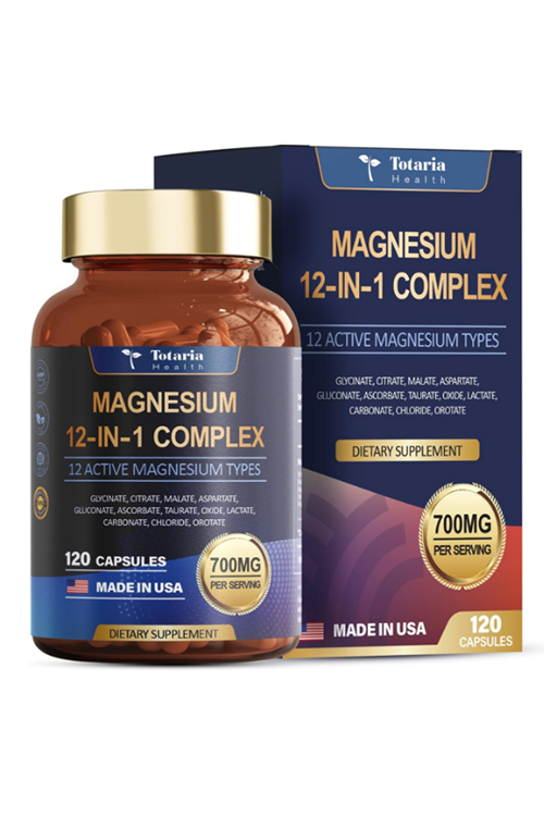Totaria Healt Magnesium Complex 700mg 12 in 1  Glycinate Citrate Malate Oxide Taurate Aspartate Orotate  Vegan 120 Capsules.Abd Menşei.52.