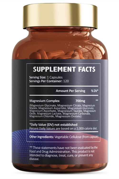 Totaria Healt Magnesium Complex 700mg 12 in 1  Glycinate Citrate Malate Oxide Taurate Aspartate Orotate  Vegan 120 Capsules.Abd Menşei.52.