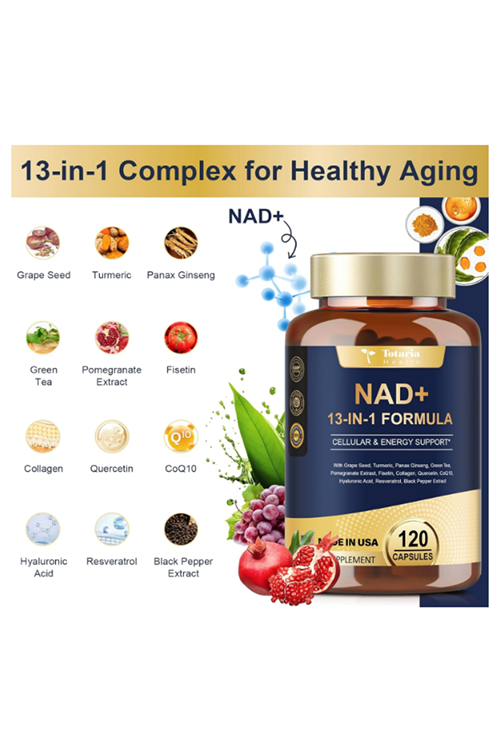 Totaria Healt (Özelsporcugıdaların'dan !!) NAD+ resveratrol,Quercetin 120 Capsules.