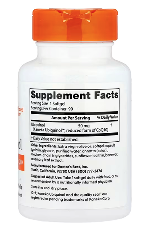 Doctor's Best, Ubiquinol with Kaneka, 50 mg, 90 Softgels..4056