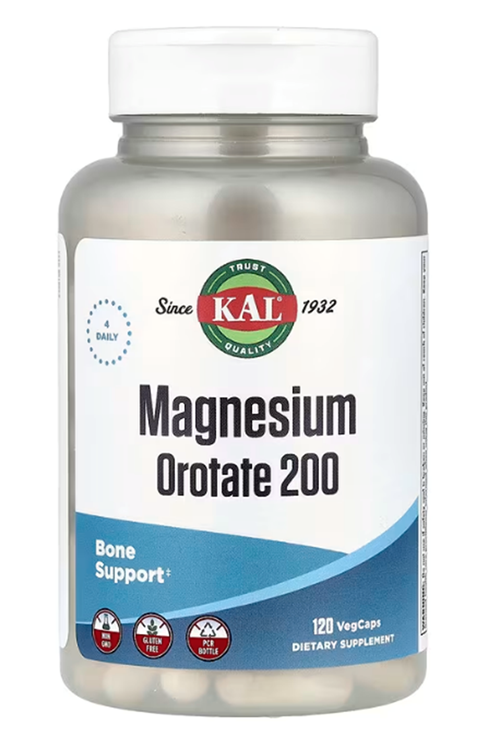 KAL, Magnesium Orotate 200, 120 Vegcaps (50 mg per Capsule).Abd Menşei.