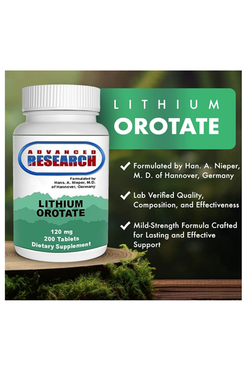 Advanced Research Dr. Hans Nieper Lithium Orotate 5mg, 200 Tablet.Abd Menşei.