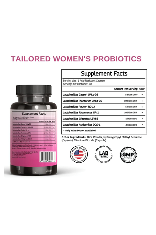 VINATURA Lactobacillus Rhamnosus, Reuteri, Gasseri, Plantarum, Crispatus, Acidophilus Probiotics - 38 Billion CFU *USA Made  Women Probiotic 30 Capsul.Abd