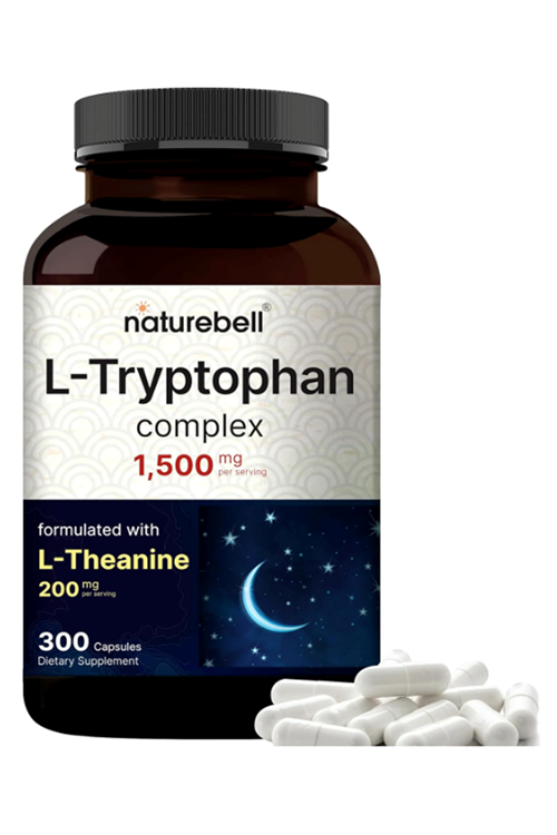 NatureBell L Tryptophan 1300mg with L Theanine 200mg, 300 Capsul.Abd46