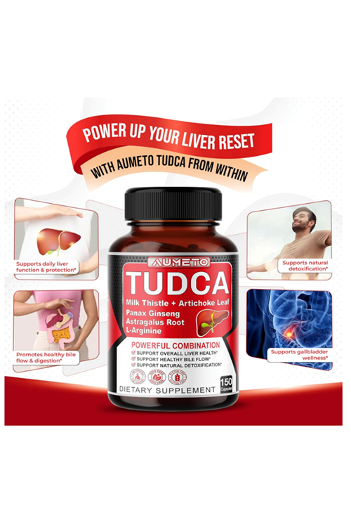 AUMETO  TUDCA  (Tauroursodeoxycholic Acid) with Milk Thistle, Artichoke, Panax Ginseng, Astragalus - Bile Flow Digestion  150  Capsul.Abd Menşei.42.