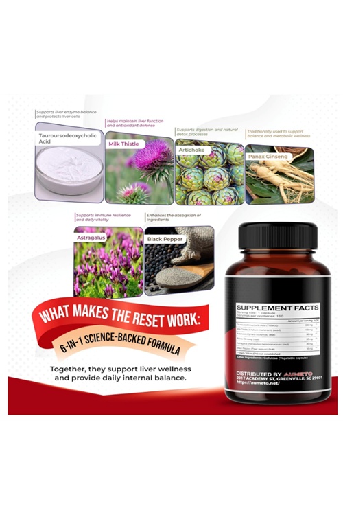 AUMETO  TUDCA  (Tauroursodeoxycholic Acid) with Milk Thistle, Artichoke, Panax Ginseng, Astragalus - Bile Flow Digestion  150  Capsul.Abd Menşei.42.