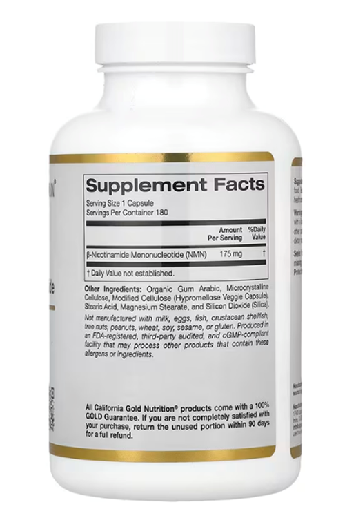 California Gold Nutrition NMN 175mg  180 Veggie Capsul.Abd Menşei.