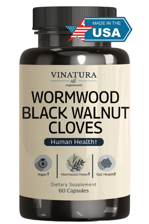 VINATURA Wormwood Black Walnut Clove- Cleanse, Detox, Intestinal Guard Formula, with Wormwood herb, Black Walnut Extract Combination, 60 Capsul.Abd Menşei