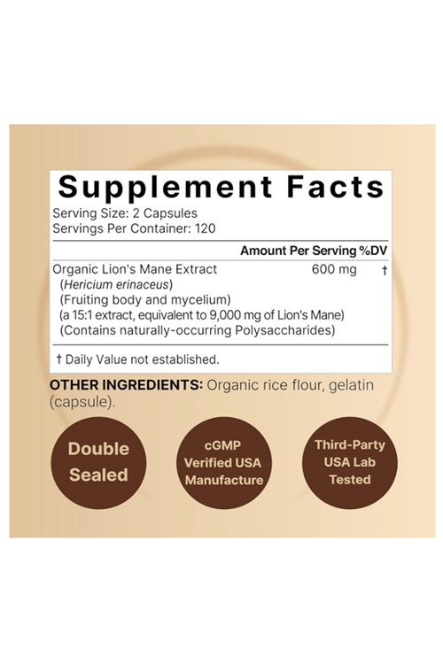 Naturebell  Lions Mane Mushroom Organic  9,000mg, 240 Capsules.Abd Menşei.