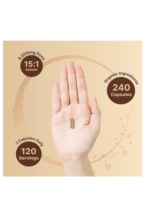 Naturebell  Lions Mane Mushroom Organic  9,000mg, 240 Capsules.Abd Menşei.