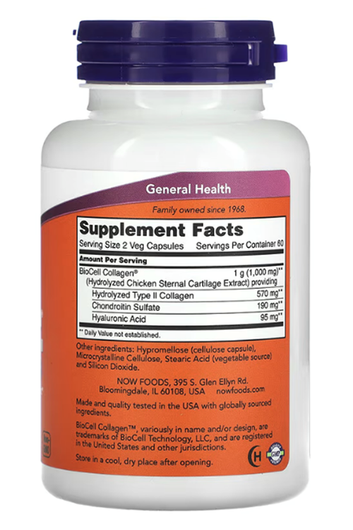 NOW Foods  BioCell Collagen, Hydrolyzed Type II, 120 Veg Capsules.Orj Abd Menşei.