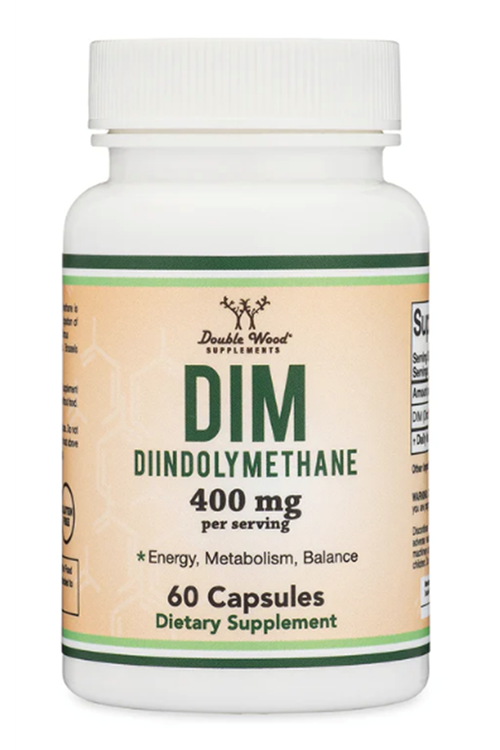 Double Wood DIM  for Women and Men (Diindolylmethane Acne Treatment, 400mg  60 Capsules.Abd