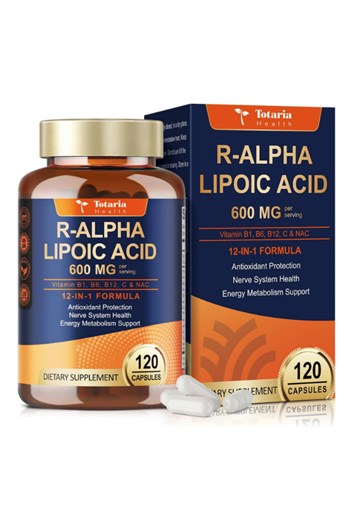 Totaria Healt R Alpha Lipoic Acid 600mg with NAC - ALA  Antioxidant  Neuropathy, Nerve Health, Cell Energy, Anti-Aging, Vegan 120 Capsul.