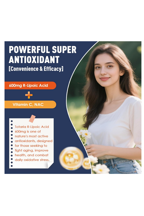 Totaria Healt R Alpha Lipoic Acid 600mg with NAC - ALA  Antioxidant  Neuropathy, Nerve Health, Cell Energy, Anti-Aging, Vegan 120 Capsul.