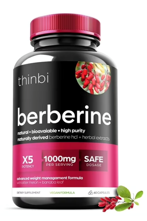 THİNBİ Berberine 1000mg 60 Capsul Potent Botanical for Weight Management with Bitter Melon and Banaba Leaf - HCl from Barberry Extract