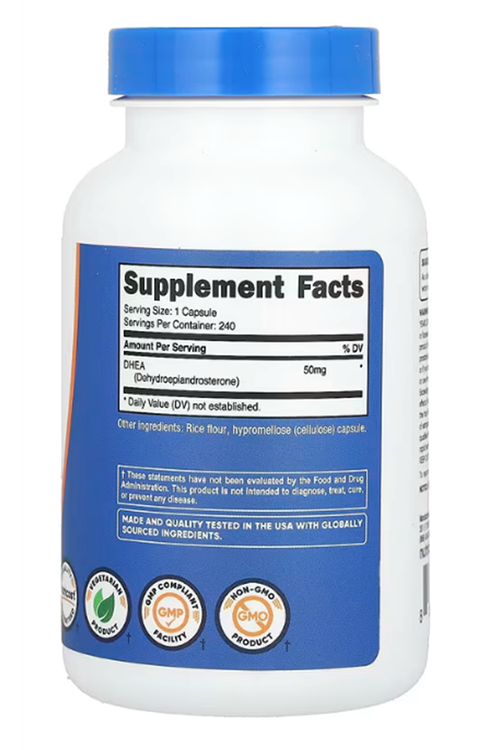 Nutricost DHEA 50mg, 240 Capsules - Gluten Free, Soy Free, Non-GMO.