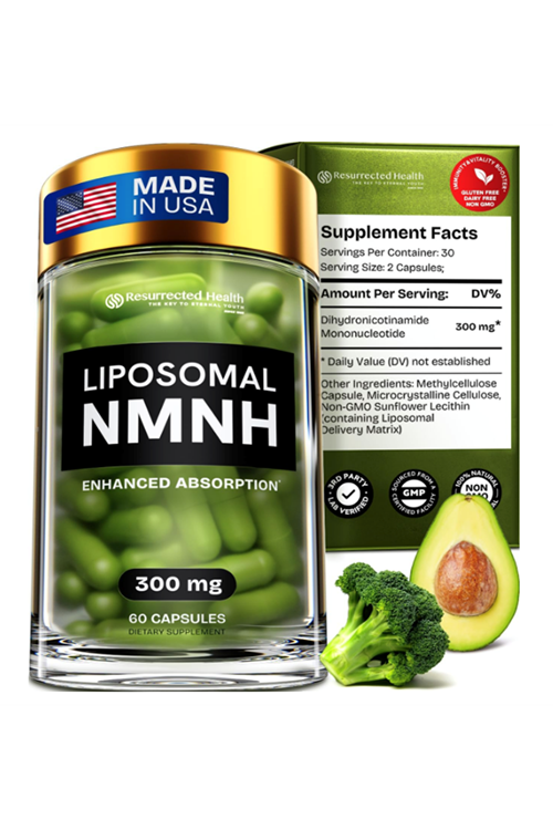 Resurrected Health Liposomal NMNH  High Purity NAD for Anti Aging, Energy, Focus - Pure NMNH Organic 60 Capsules - 300mg.Abd Menşei